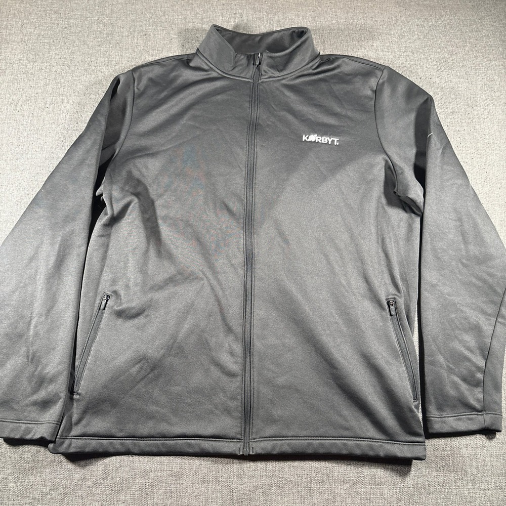 Nike Track Jacket Mens Large Gray Dri-FIT Full Zip Korbyt Logo Mock Neck